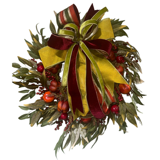 Fall Pomegranate Wreath with Bow