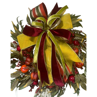 Fall Pomegranate Wreath with Bow