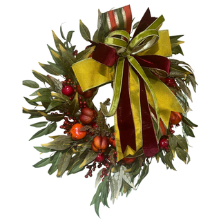 Fall Pomegranate Wreath with Bow