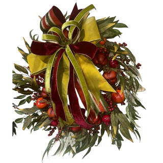 Fall Pomegranate Wreath with Bow