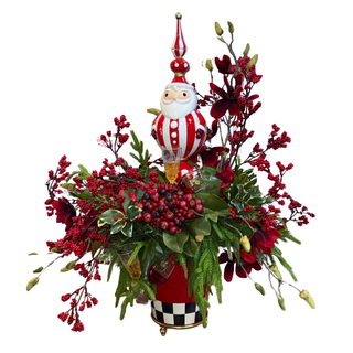 Red & Black Checkered Footed Planter