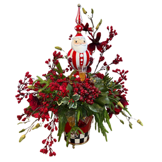 Red & Black Checkered Footed Planter