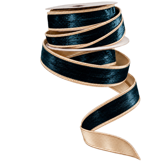 Dark Green Smooth Velvet Fused Ribbon, 1" X 10YD