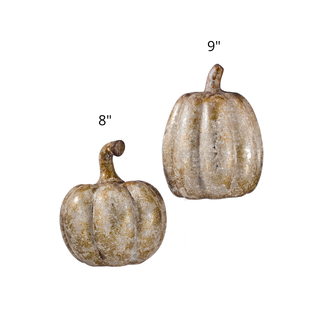 Aged Gold Pumpkin Decor, 8", 9"