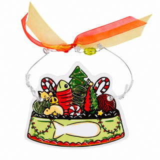Christmas Cat Bowl Flat Ornament