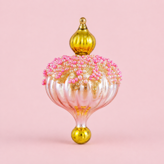 Fluted Pavé Finial Ornament by Glitterville, 4.5"