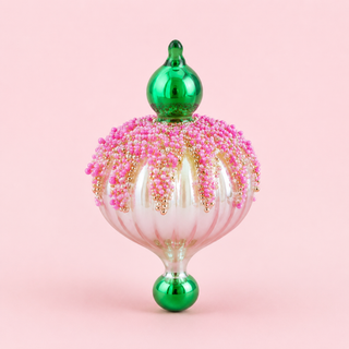 Fluted Pavé Finial Ornament by Glitterville, 4.5"