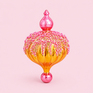 Fluted Pavé Finial Ornament by Glitterville, 4.5"