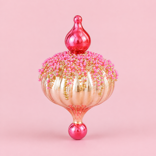 Fluted Pavé Finial Ornament by Glitterville, 4.5"