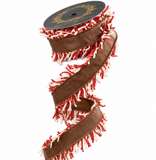 Red Pleather Fringe Ribbon, 4" X 10YD