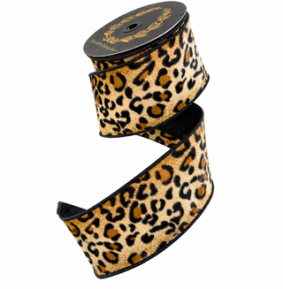 Leopard Pattern Fused Dupion Ribbon, 4" X 10YD