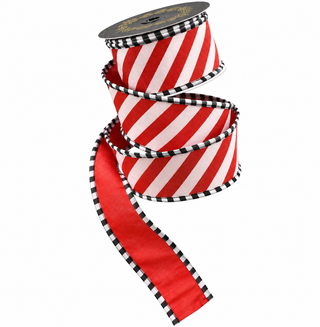 Candy Stripe Ribbon with Black Trim, 2.5" X 10YD