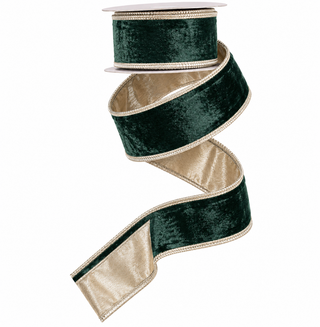 Dark Green Smooth Velvet Fused Ribbon, 2.5" X 10YD