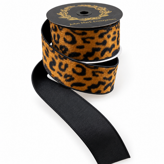 Leopard Pattern Fused Dupion Ribbon, 2.5" X 10YD