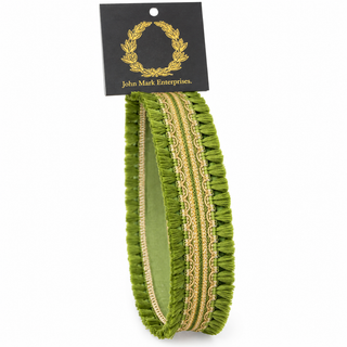 Green Tassel Fringe Dupion Ribbon, 1.5" X 10YD