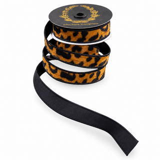 Leopard Pattern Fused Dupion Ribbon, 1" X 10YD