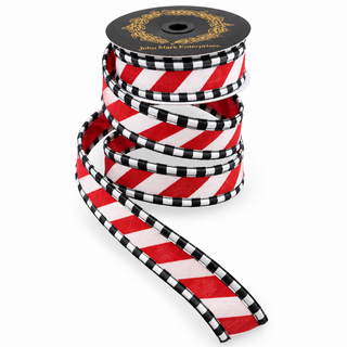 Candy Stripe Ribbon with Black Trim, 1" X 10YD