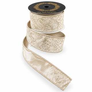 Ivory Velvet Metallic Fused Ribbon, 2.5" X 10YD