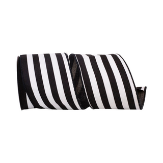 Black and White Horizontal Striped Deluxe Ribbon, 4" X 5YD