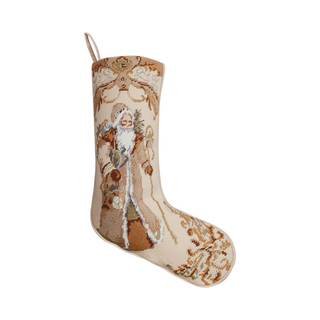 Golden Santa Embroidered Stocking
