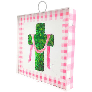 Pink Boxwood Cross Mini Gallery Art