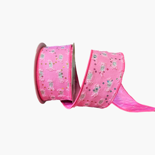 Pink Linen Glitter Ribbon, 2.5" X 10YD