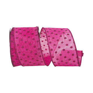 Mesh Deluxe Glitter Dot Hot Pink Ribbon, 2.5" X 10YD