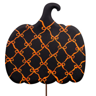 Orange Bow Black Pumpkin