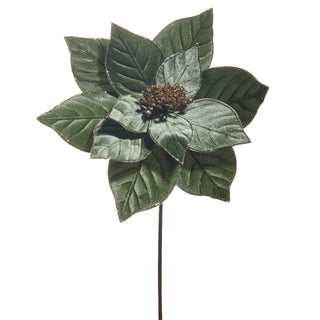 Green Velvet Poinsettia Stem