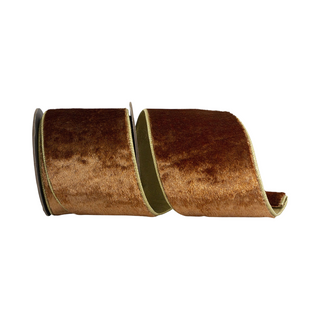 Copper Velvet Plush Dupioni Ribbon, 4" X 5YD