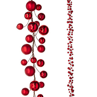 Red Dense Ball Garland, 6'
