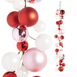Pink, Red & White Ball Garland, 4'