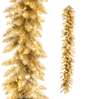 Golden Tinsel Lighted Garland, 6'