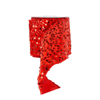 Merry Red Sequins Ribbon, 4" X 5YD
