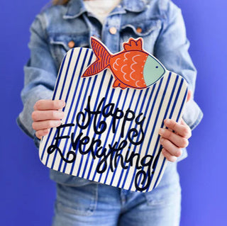 Indigo Skinny Stripe Mini Square Entertaining Platter by Happy Everything!