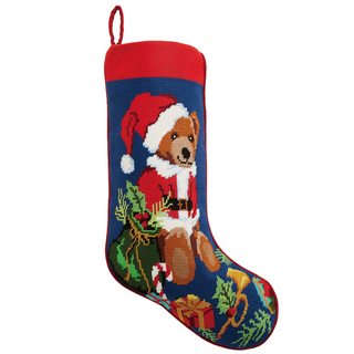 Teddy Bear Embroidered Stocking