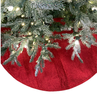 Red Pleated Metallic Tree Skirt, 64"
