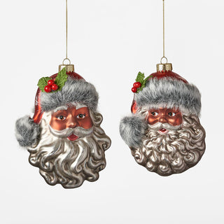 Santa Head with Furry Cap Ornament