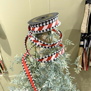 Candy Stripe Ribbon with Black Trim, 1" X 10YD