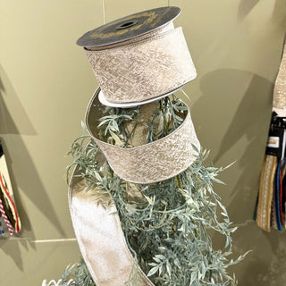 Ivory Velvet Metallic Fused Ribbon, 2.5" X 10YD