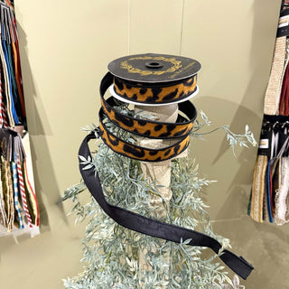 Leopard Pattern Fused Dupion Ribbon, 1" X 10YD