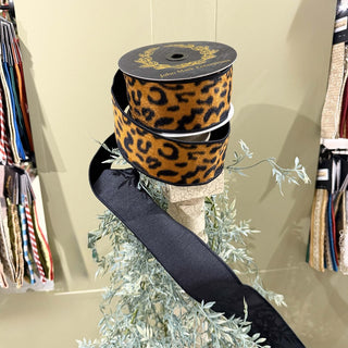 Leopard Pattern Fused Dupion Ribbon, 2.5" X 10YD