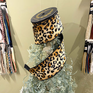 Leopard Pattern Fused Dupion Ribbon, 4" X 10YD