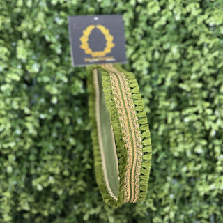 Green Tassel Fringe Dupion Ribbon, 1.5" X 10YD
