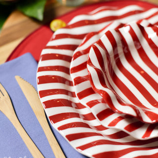 Red Stripe Ruffle Plate