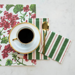 Green & Red Awning Stripe Guest Napkin Set