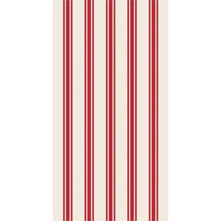 Red Linen Stripe Guest Napkin