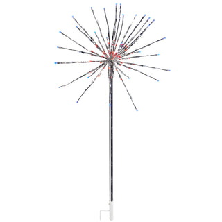 Silver Starburst with Red, White and Blue Lights Stake, 4'