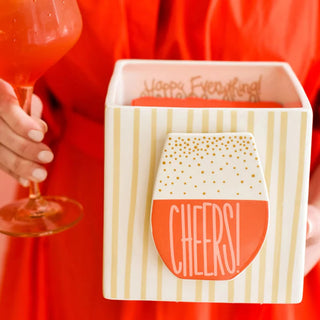 Neutral Skinny Stripe Medium Nesting Cube by Happy Everything!