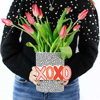 Black Small Dot Mini Oval Vase by Happy Everything!